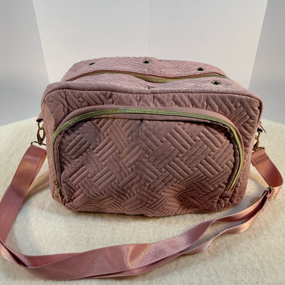 Quilted Crochet/Knitting Bag in Soft Pink